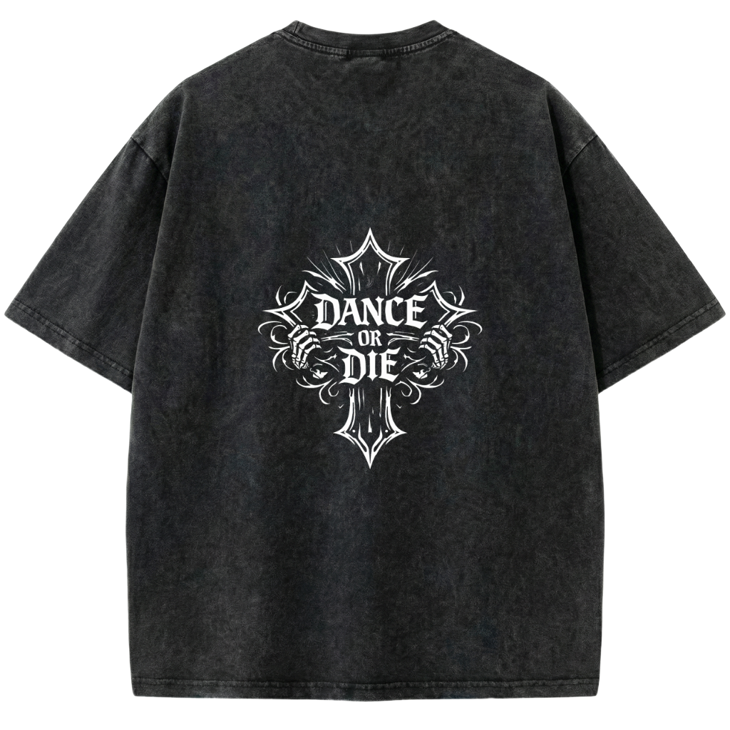 Dance or Die Vintage Washed Red & White Queen T shirt