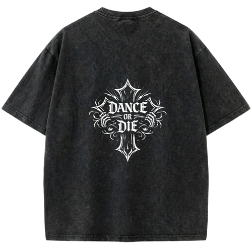 Dance or Die Vintage Washed Red & White Queen T shirt