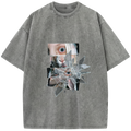 Vintage Washed Grey T-shirt with Mirror Graphic